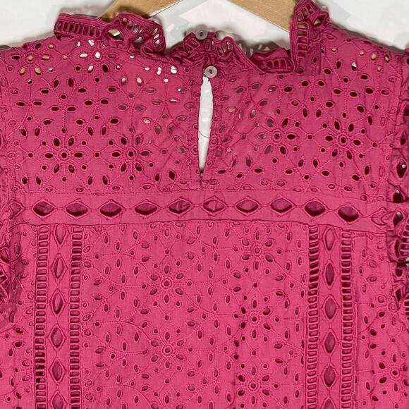 ANTHROPOLOGIE MAEVE Women’s Sleeveless Pink Eyelet Ruffle Top size 8 - Picture 5 of 5